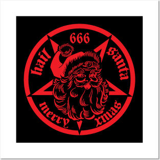 Hail Santa, Red, 666, Novelty, Offensive, Christmas Posters and Art